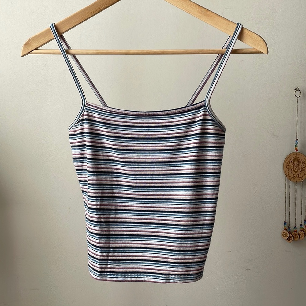 Brandy Melville Blue Striped Cami Crop Top Y2K/ 90s Style- Size Small